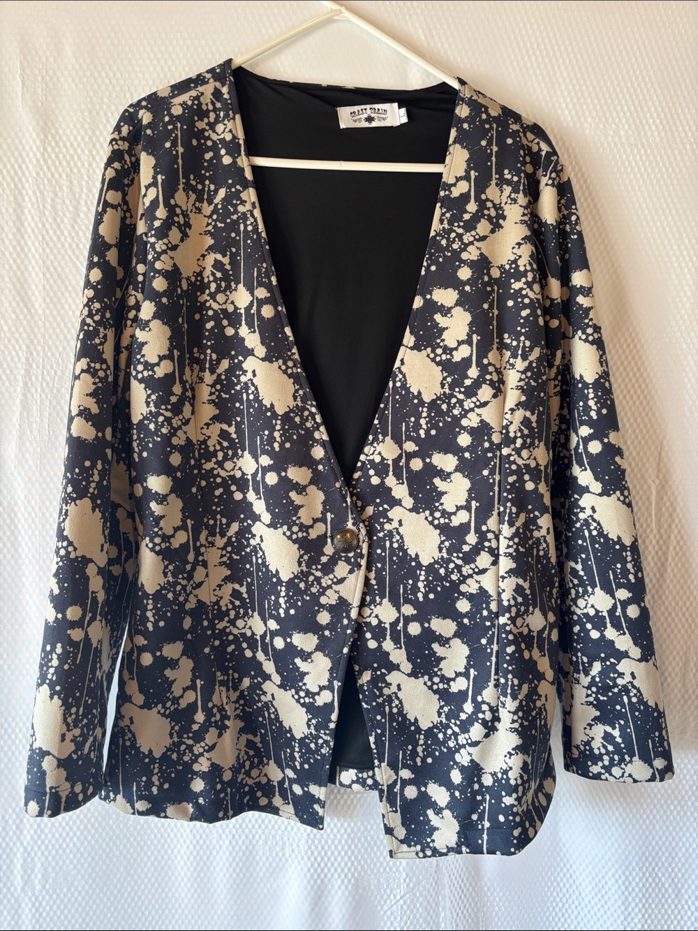 Crazy Train Navy Blazer with Cream Splatter